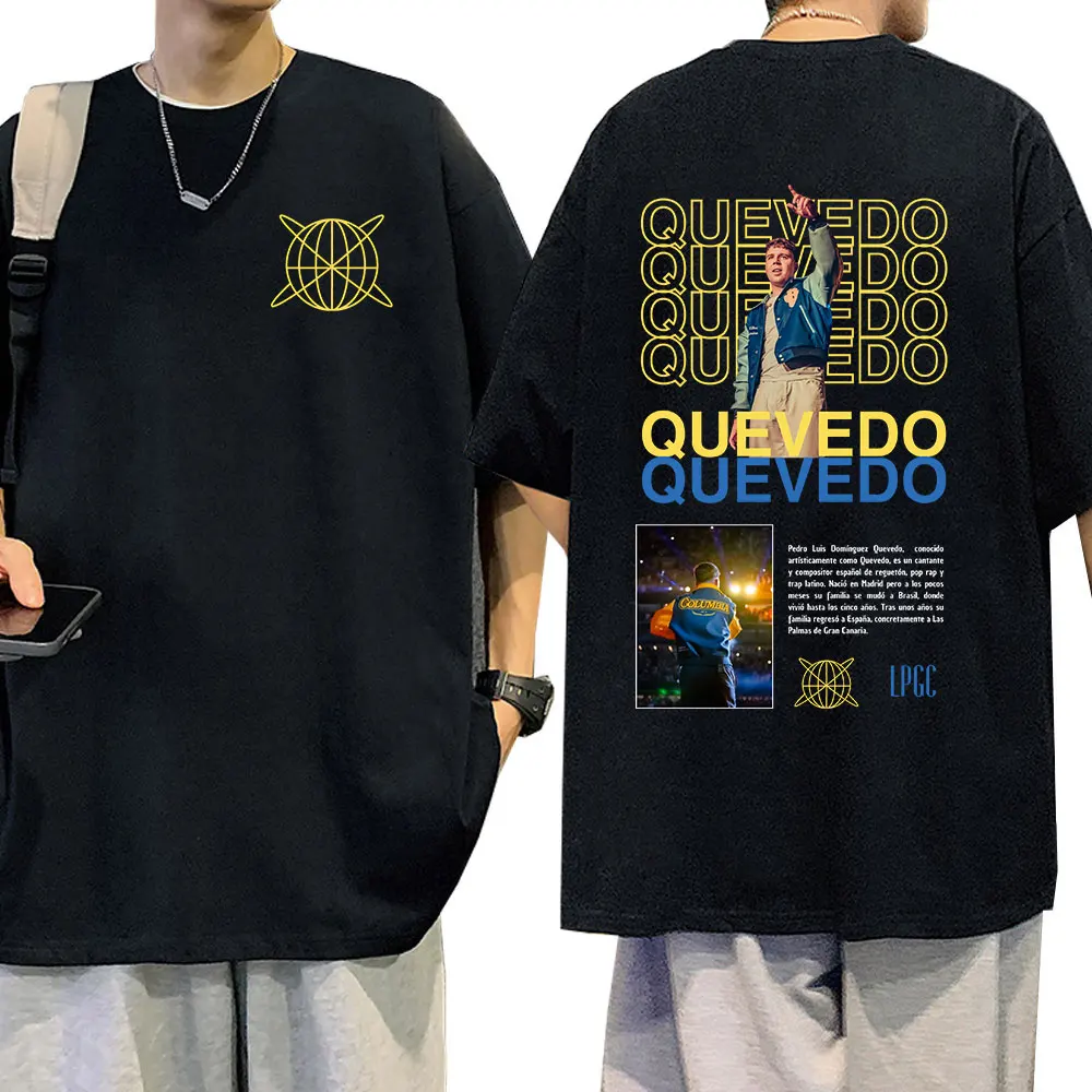 

Рэпер QUEVEDO Tour Album 2025, футболка с товаром, мужская и женская одежда, футболки большого размера, летняя хлопковая футболка с короткими рукавами, уличная одежда