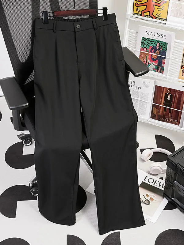 

Cleanfit Men's Summer Thin Wide Leg Pants Ice Silk Nine Points Long Trousers Loose Fit Slimming Cool Style Casual Youth Fashion