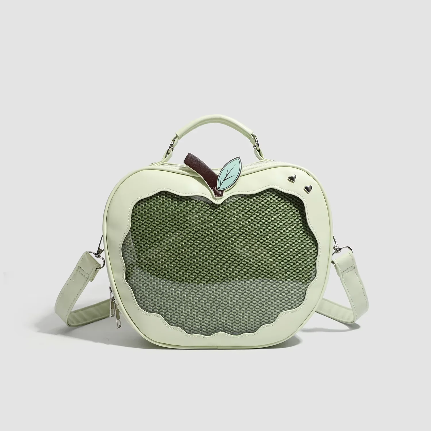 Apple Ita Bag Backpack with Mesh Insert Pad PU Leather for Y2K Enthusiasts Gothic Style Apple-Shaped Ita Backpack – Ita Bag Shop main image 3
