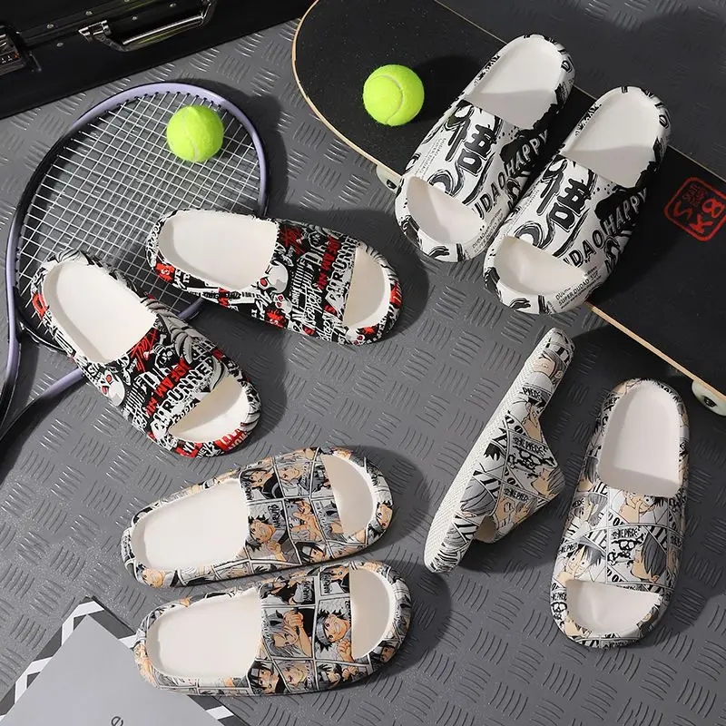 

One Piece Couple Slippers Korean Style Fashionable Slippers for Going Out and Home and Indoors Thick-soled Soft Sandals