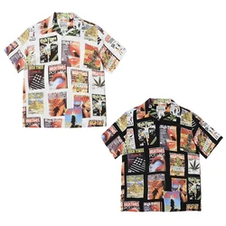 Retro Rayon Print Poster Pattern Hawaii Short Sleeve Shirt Summer Mens Womens Fashion WACKO MARIA Shirt