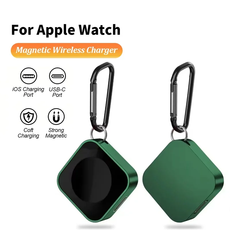Portable Wireless Charger For Apple Watch Charger Type C 8Pin Two Interfaces For Apple Watch Series 10 9 8 7 6 5 4 Ultra 3 2 1