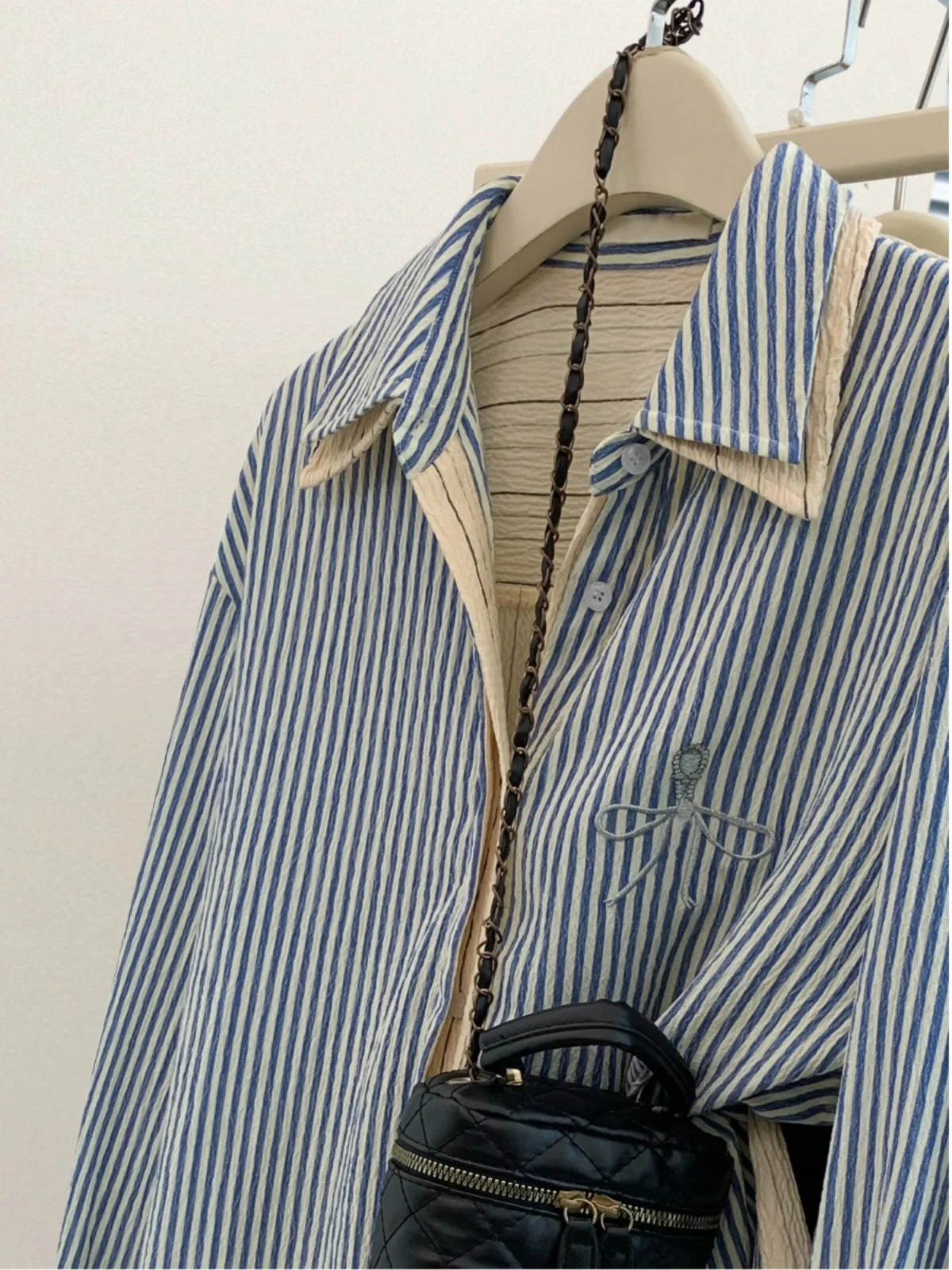 Trendy Patchwork a righe Lungo Sve irt Jaet Donna Allentato Sle Primavera Autunno Nuovo arrivo Falso Top in due pezzi Misto cotone