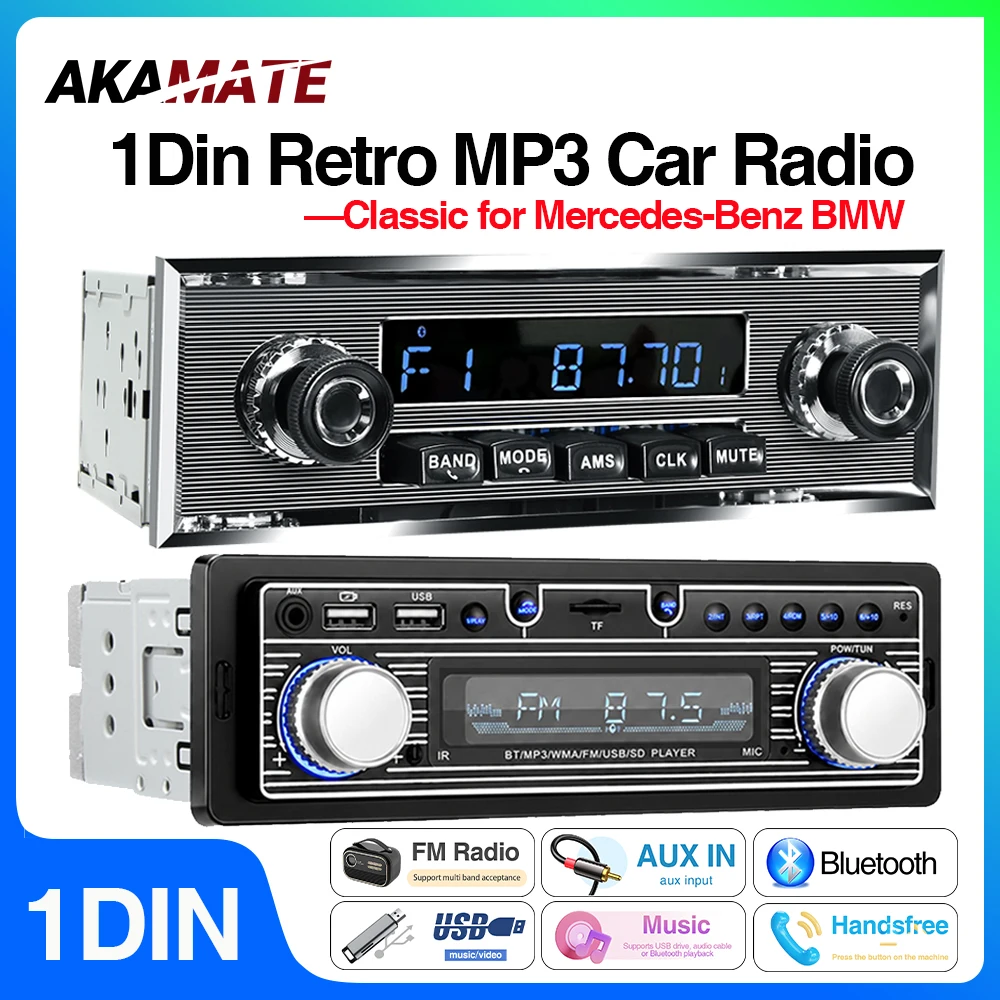 Autoradio für Mercedes Benz 1Din MP3 Multimedia Player Stereo Audio Unterstützung Telefon Aufladen Bluetooth EQ AUX USB FM Radio