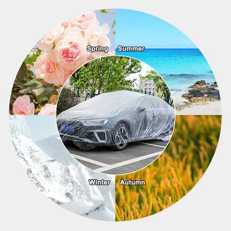 Disposable Car Cover Indoor Dustproof PEVA Car Cover Transparent Soft Scratch-Free Auto Exterior Protector Universal