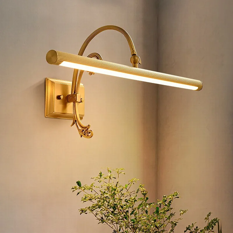 French full copper mirror headlight bathroom bathroom cabinet light bedroom makeup light rechargeable wall photo painting