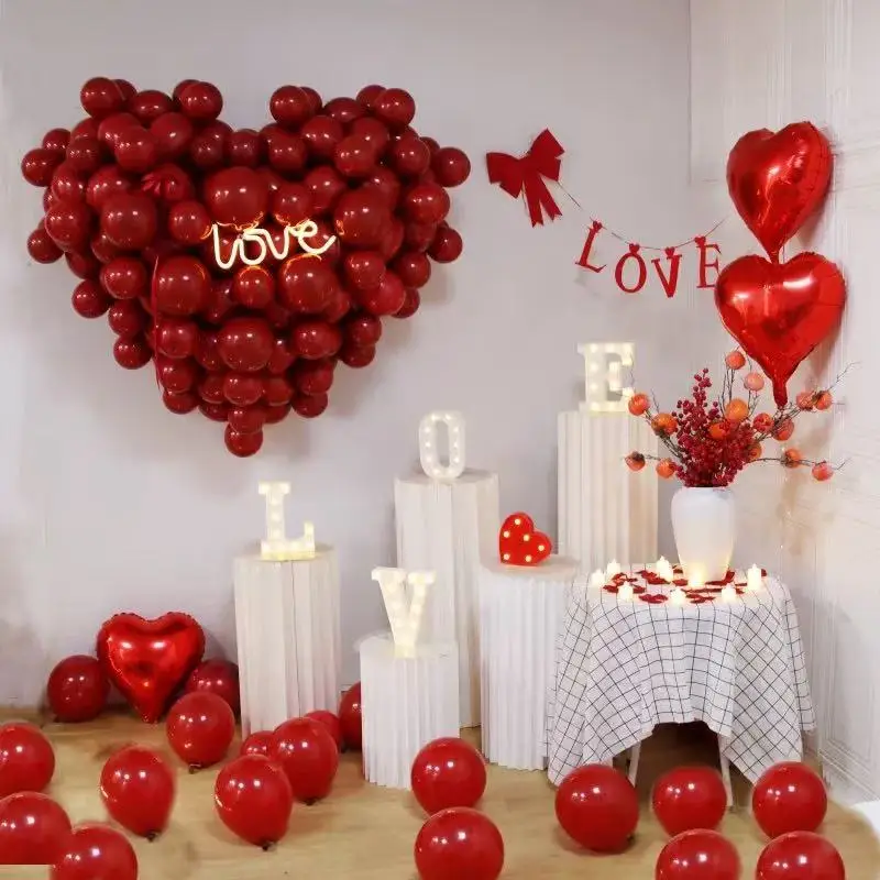 50/100 Pcs Valentine's Day Confession Balloon Red Circle Heart-shaped Inflatable Latex Balloon Wedding Party Balloon Decoration