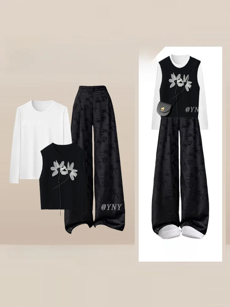 

Жилет с цветочным принтом, топ, женская осенне-зимняя модная китайская футболка Boting irt, комплект французской одежды для взрослых