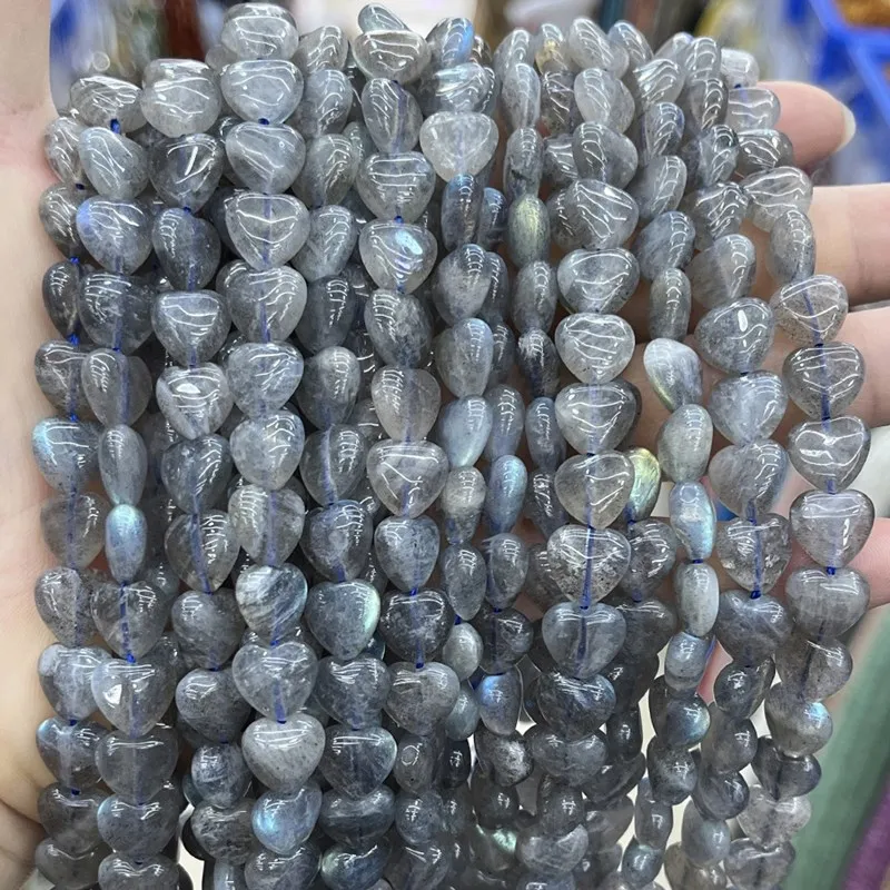 Labradorite BLACK heart 10mm blue rainbow 38CM for DIY jewelry making FPPJ wholesale loose beads nature