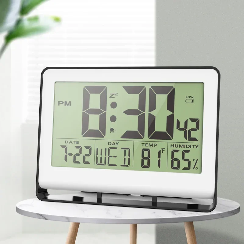 

Creative and simple wall clock silent desktop wall-mounted perpetual calendar electronic elderly temperature and humidity large