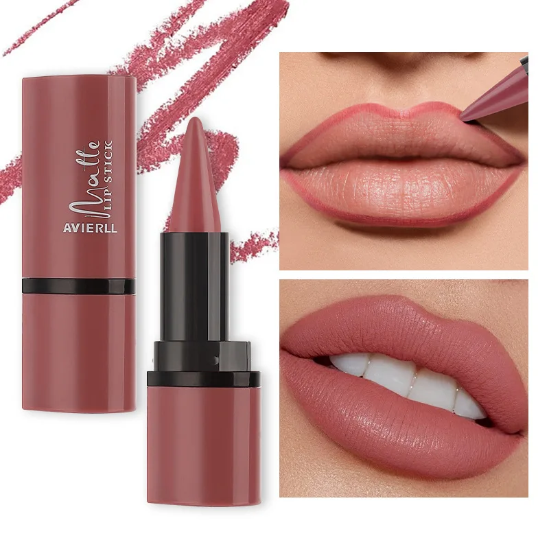 Pointed Lip Liner Matte ลิปสติก Nude สีแดงสีน้ําตาลกํามะหยี่ลิปสติก Waterproof ไม่เหนียวเหนอะหนะ Contouring Tint Lipliner Crayon Lip Makeup