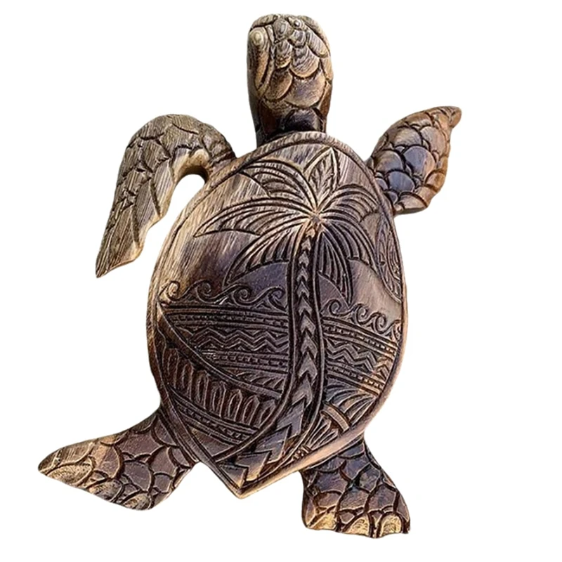 Sea Turtle Statue, Hawaiian Sea Turtle Resin Carved Animal Statue, Ocean Coast Home Decor