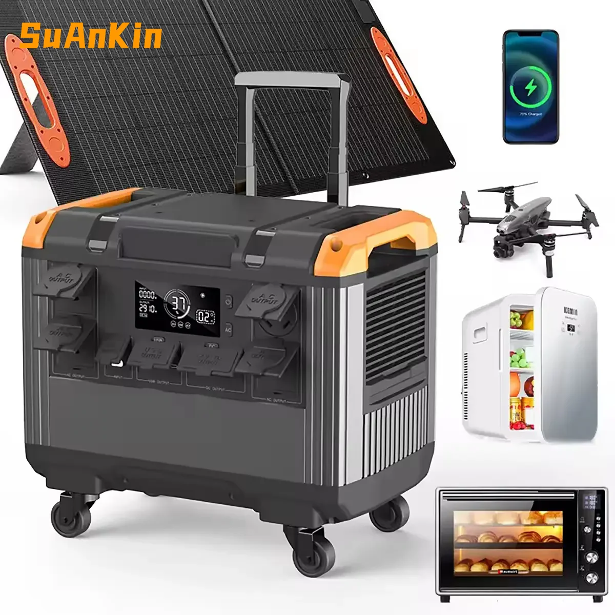 2688Wh Portable Power Station 110V Lifepo4 Battery Pure Sine Wave Solar Generator for Outdoor Camping