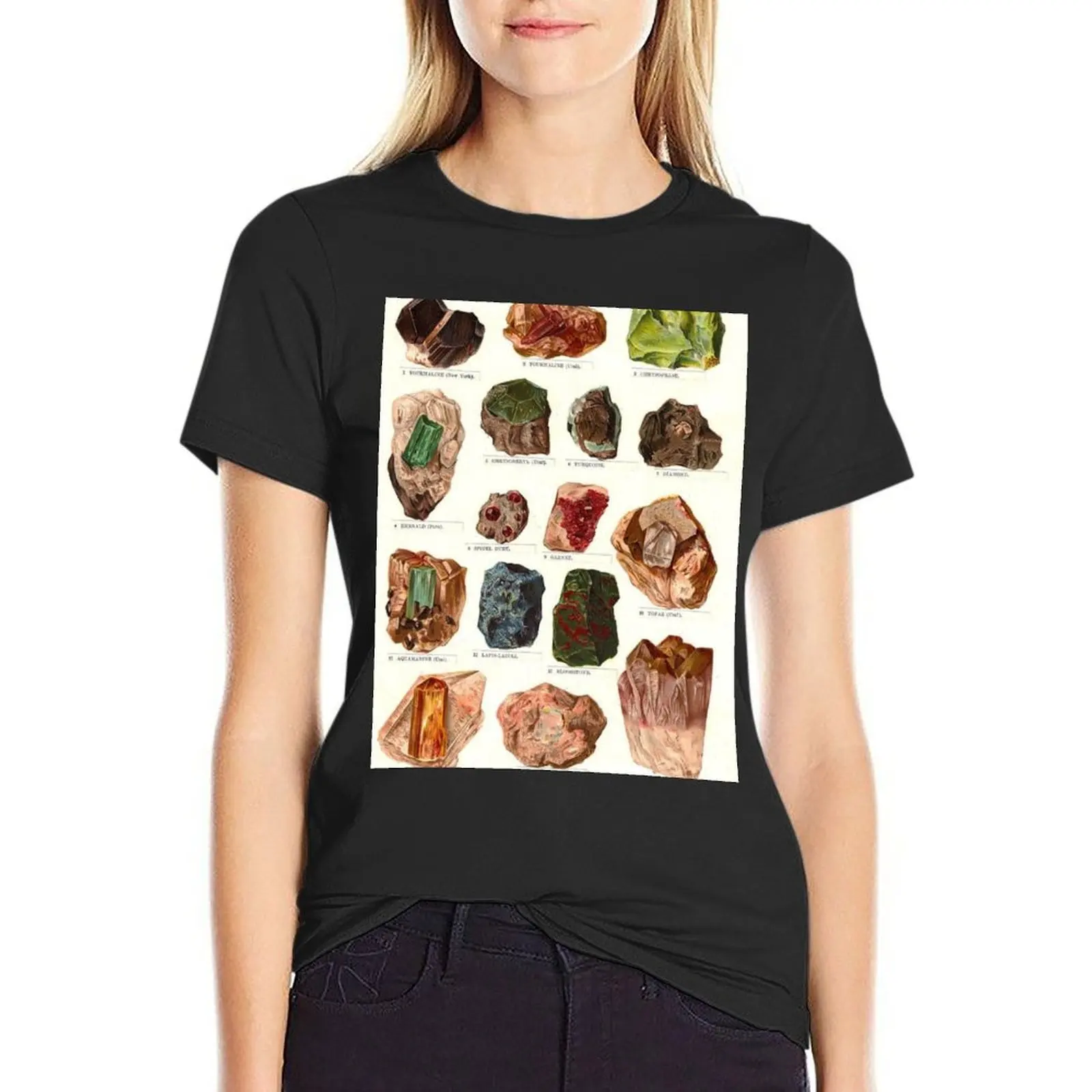 

Minerals Vintage Scientific Illustrations Lithograph Encyclopedia Diagrams Precious Stones T-Shirt