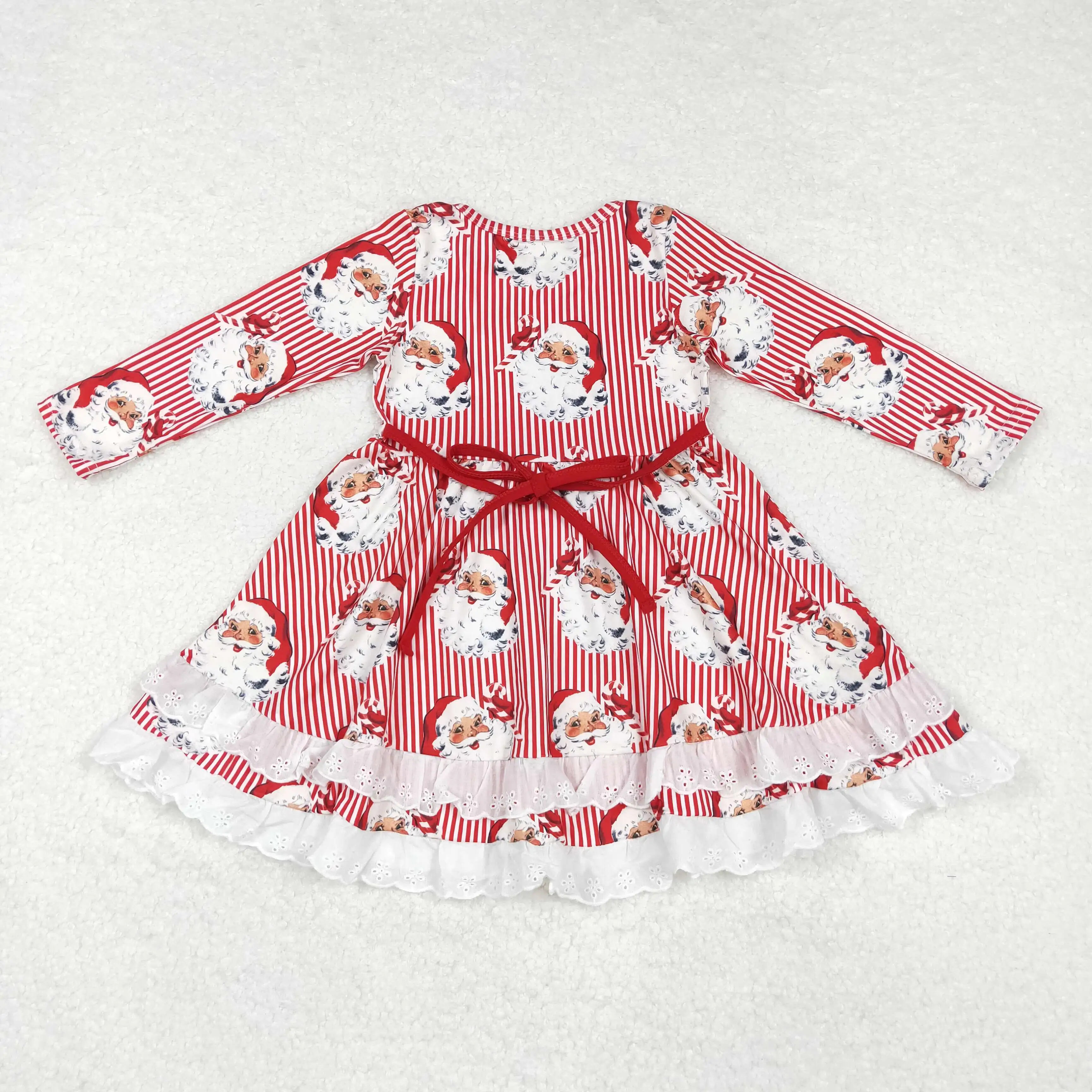 Kids Christmas Clothes Long Sleeve Baby Girl Dress  Children Fashion Boutique Clothing Twirl Dress