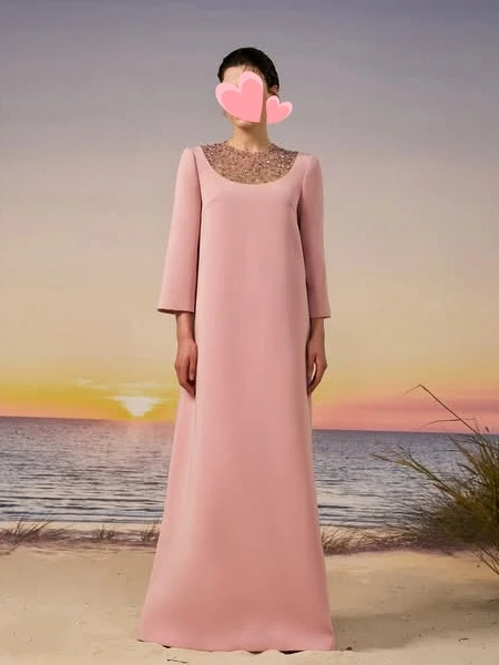 

Other Shore Elegant Vintage Sweet Pink Crystal Beads Simple New Customized Formal Occasion Prom Dress Evening Party Gowns