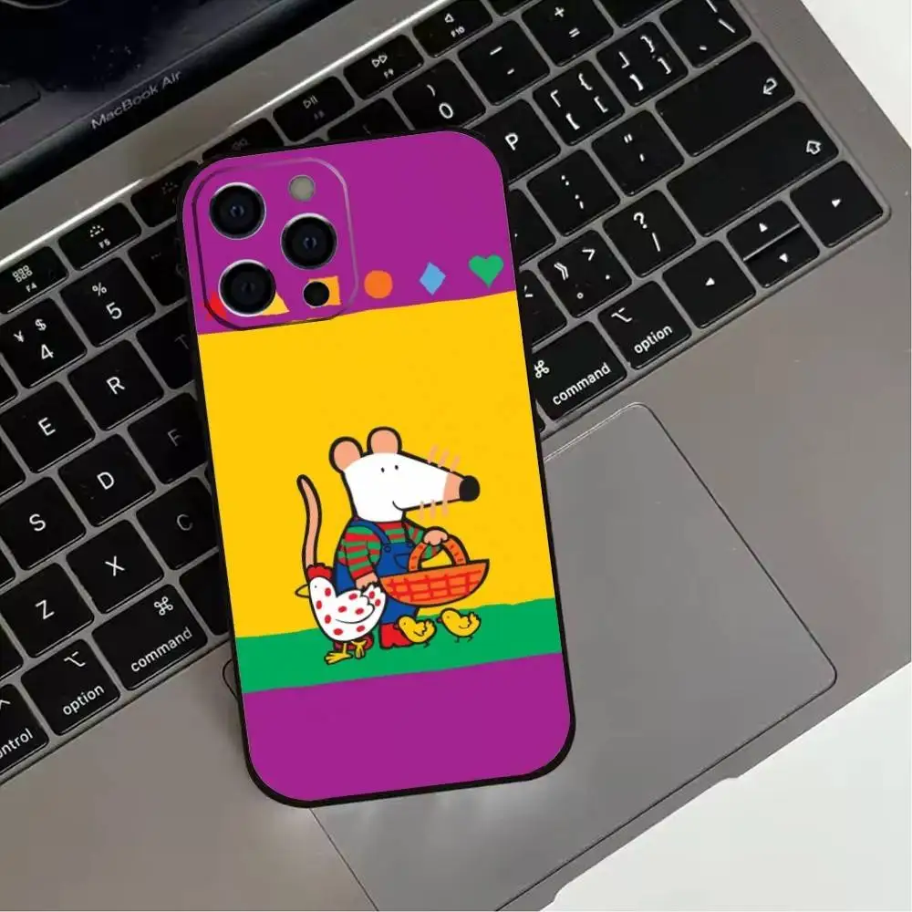 Mouse Playful Universe Phone Case For iPhone 17,16,15,14,13,12,11 Plus,Pro Max,XS,Soft Silicone Black Cover