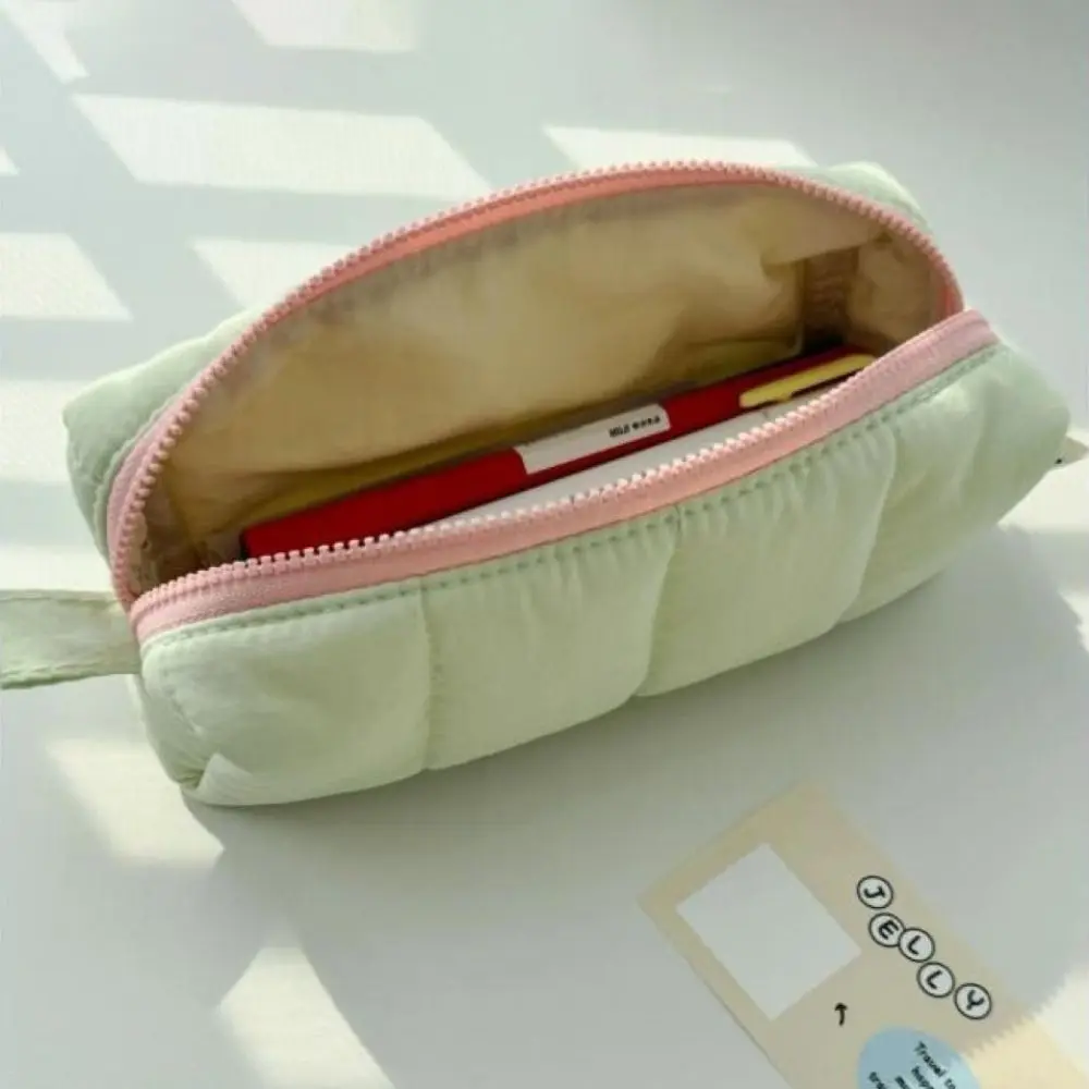 Astuccio portatile in poliestere verde latte Astuccio per matite di grande capacità Organizzatore di cancelleria Forniture per ufficio