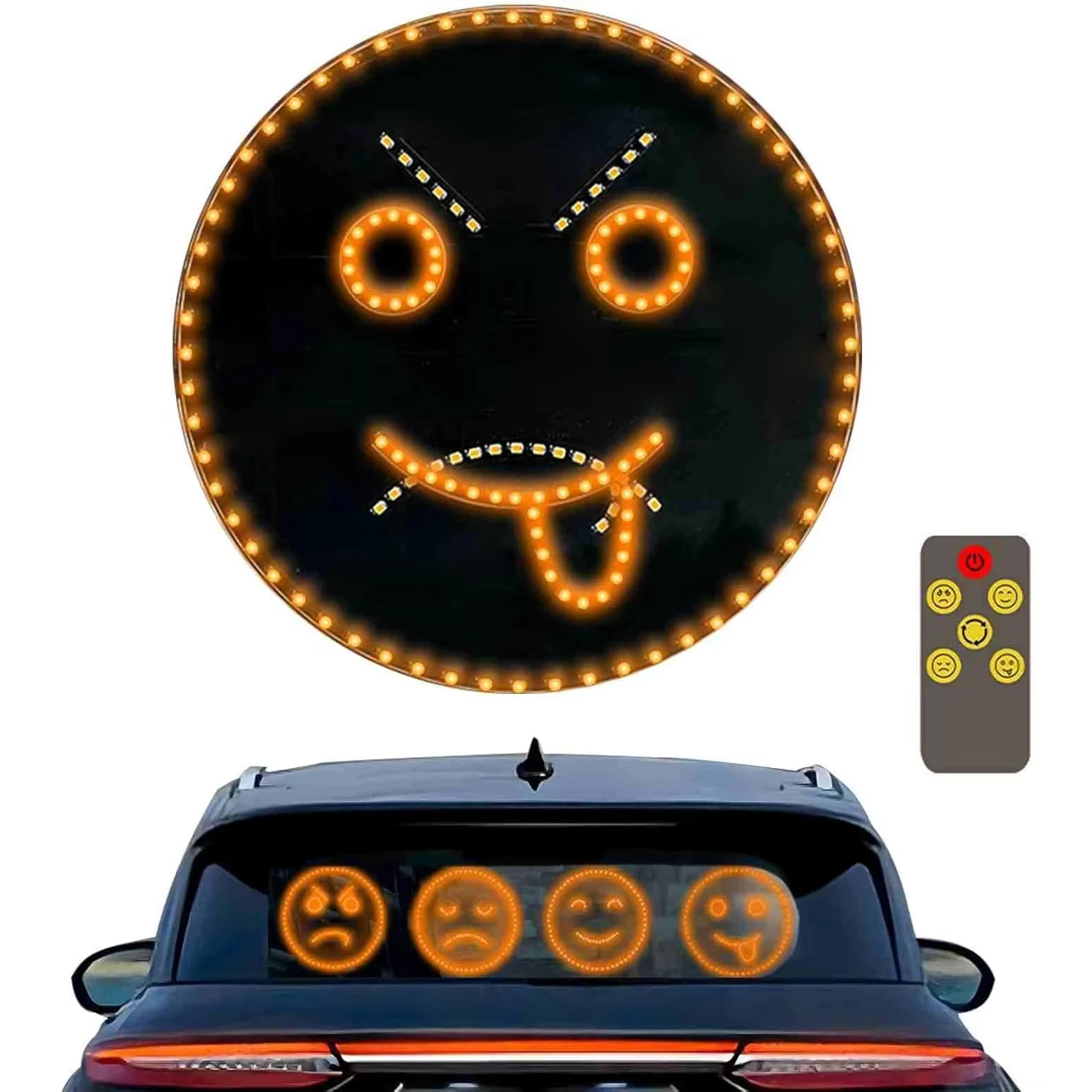 

Car mounted LED fun expression light smiling face light rear window multifunctional warning gesture light handheld gesture light