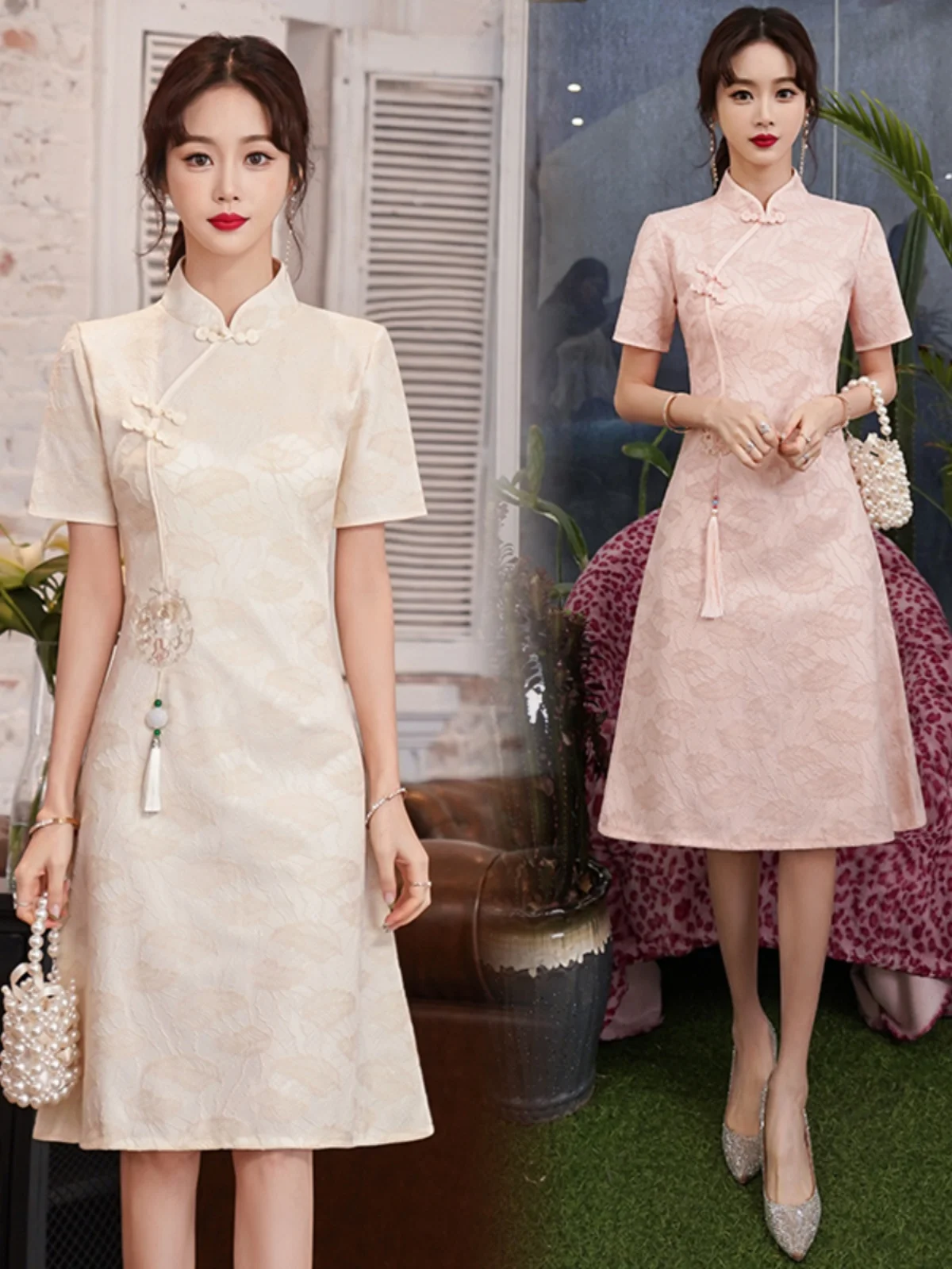 

Young Style Improved Dress plus Size Women's Clothing Spring New Arrival Elegant Atmosphere Short Sleeve Midi Dress