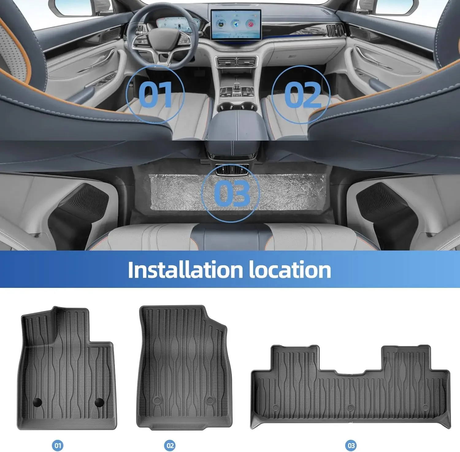 For BYD Seal U / Song Plus Sealion 6 2021-2024 TPE Floor Mats and Cargo Liner, All Weather Floor Liners Trunk Mat Heavy Duty Pad