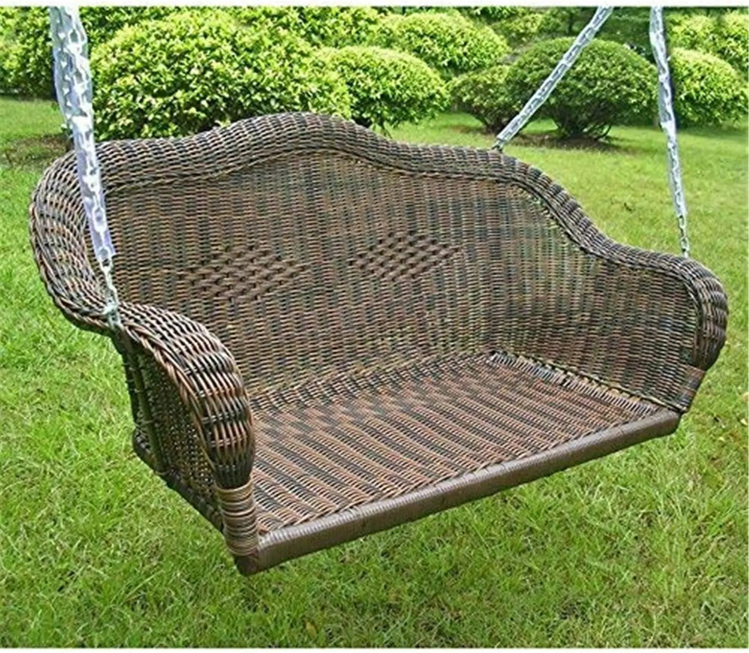 International Caravan Furniture Piece Resin Wicker Hanging Loveseat Swing