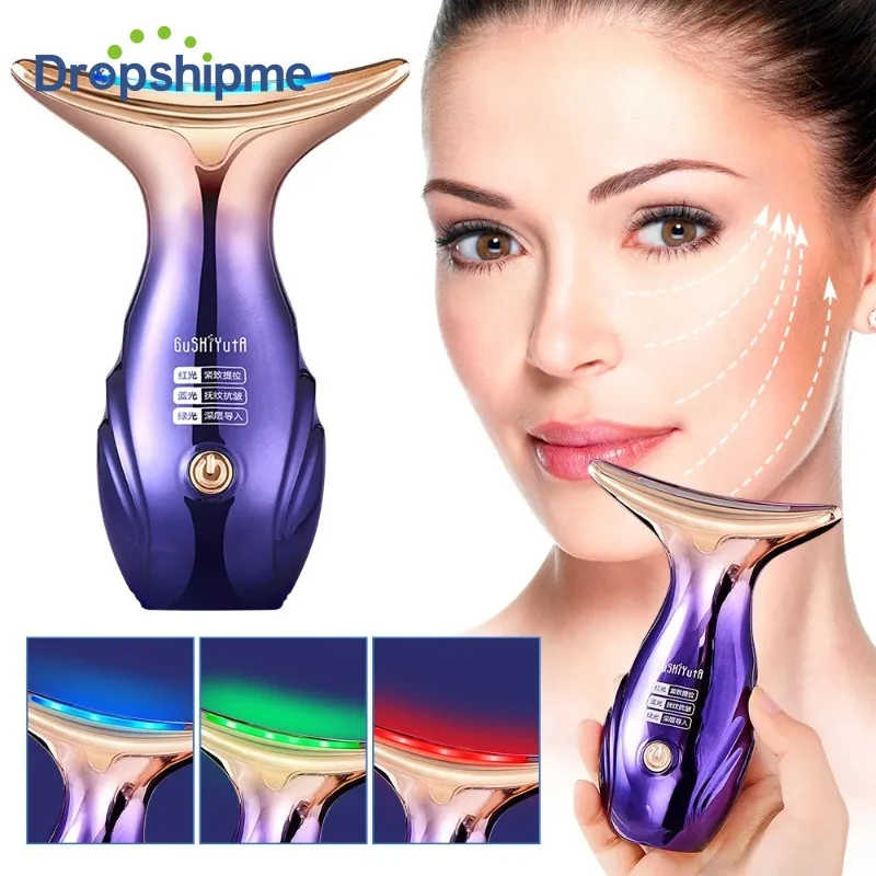 Facial Lifting Device Neck Three Light Modes Massage Homeuse Face Slimming EMS Beauty Skin Phototherapy Machine Anti Aging