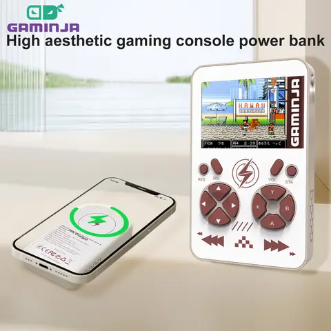 GAMINJA PB05 Mini Handhållen Spelkonsol Inbyggd 400 Spel 5000mAh Batteri Trådlös Magnetisk Powerbank Bärbar Spelkonsol 10 best sales Powerbank-spel - №1