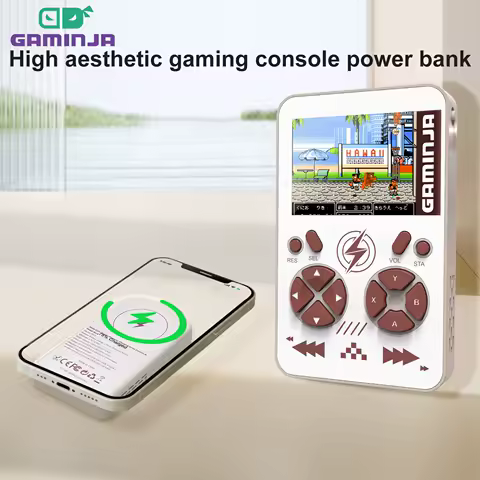 GAMINJA PB05 Mini Handheld Game Console Built-in 400 Games 5000mAh Battery Wireless Magnetic Power Bank Portable Game Console