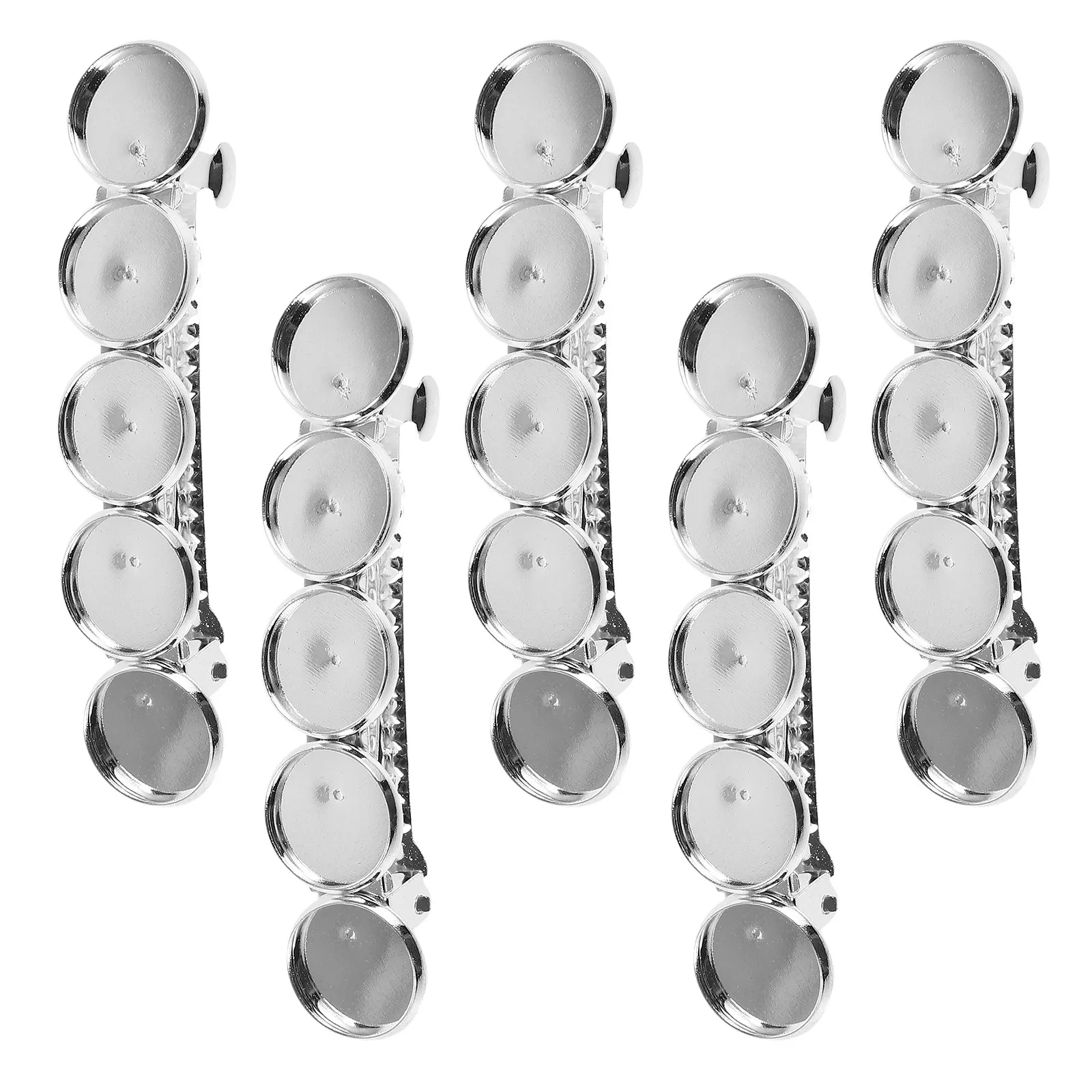 5Pcs Bezel Tray Blank Hair Clip Round Base for DIY Hair Clip Making Materials Contemporary Design Secure Groove Cover Included