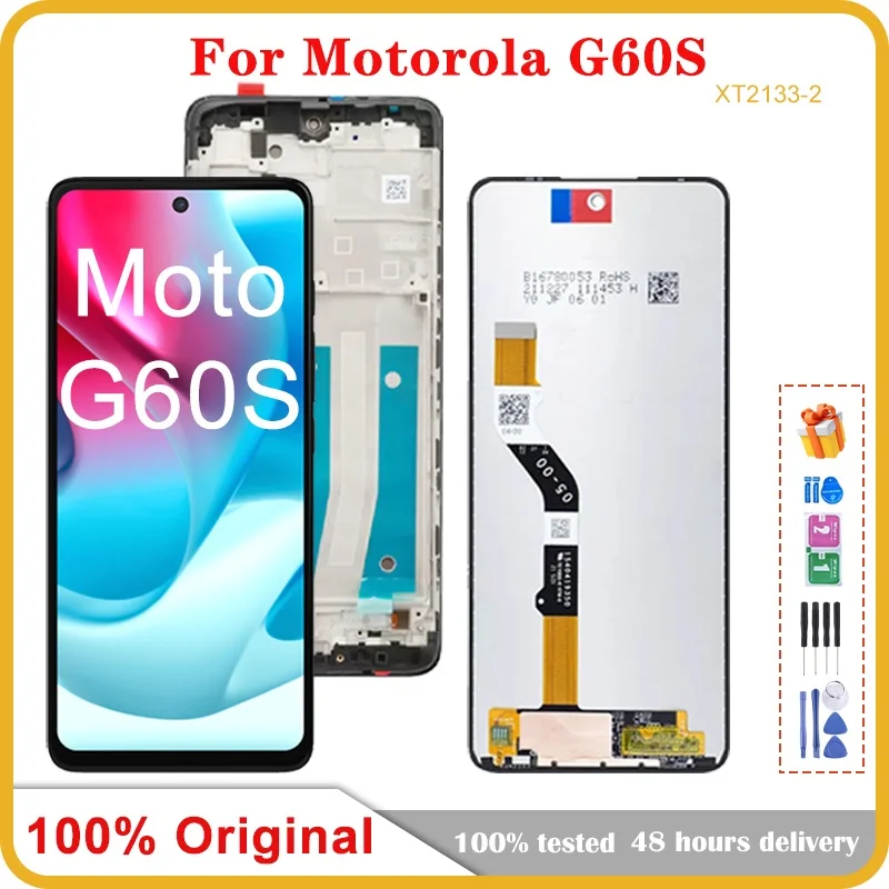 

100% Original For Motorola Moto G60S LCD XT2133-2 With Frame Touch Panel Screen display Digitizer Assambly For moto G60s LCD