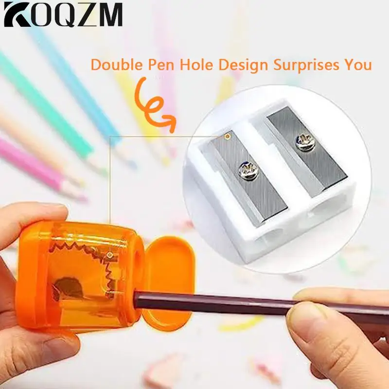 New Children's Dual Hole Pencil Sharpener Handheld For Kid Exquisite Pencil Sharpener For School Office Pencil Sharpeners