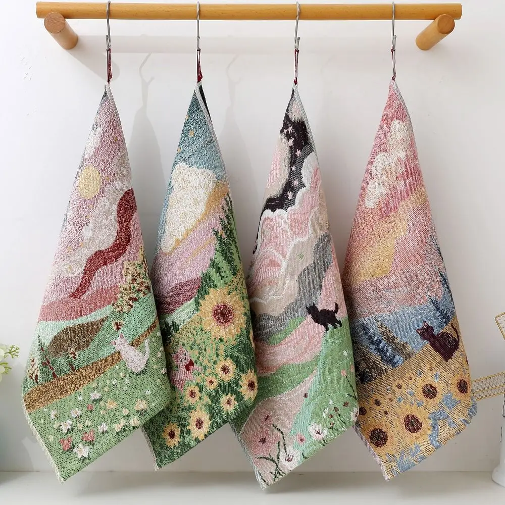 High Quality 34x40cm Large Hand Towel Quick Dry Decorative Pure Cotton Dish Cloth 4 Layer Cotton Gauze Tea Towel Home Restaurant