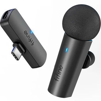 FIFINE Wireless Lavalier Recording Microphone,Type-C Mini MIC for Mobile…