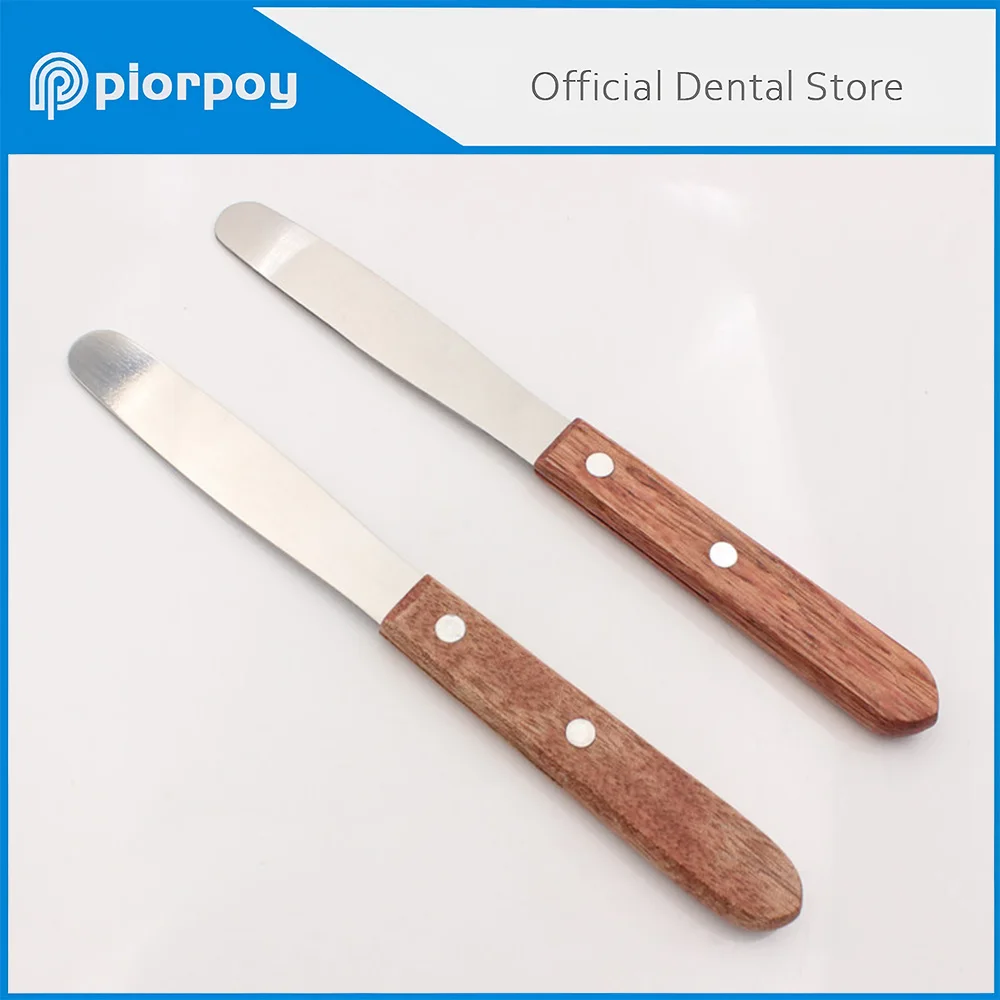 PIORPOY Dental Mixing Knives Mixing Spatula Modeling Alginate Carver Restorative Wood Handle Dentistry Lab Instruments Tools