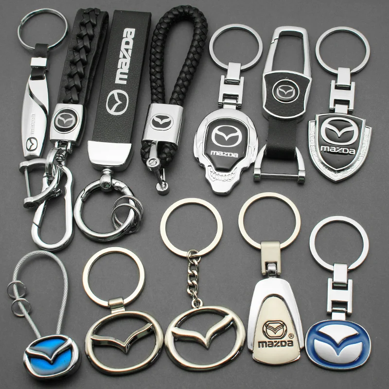 Chaveiro de carro de metal 3D com corda trançada Mazda Emblema Chaveiro para modelos 3 2 6 Atenza Axela Demio CX3 CX4 CX5 CX6 MP MS RX8 CX30