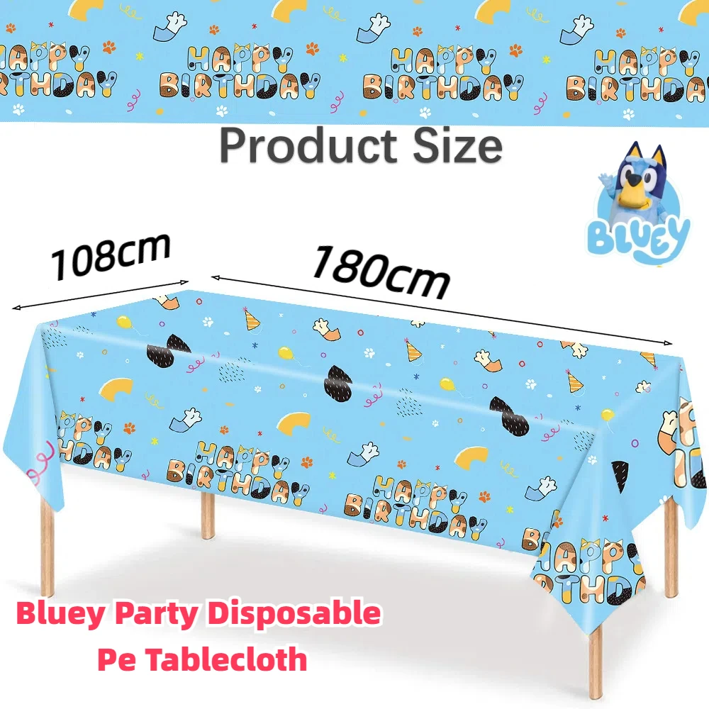 New Bluey Blue Dog usa e getta Pe tovaglia personaggio dei cartoni animati Bluey Party Cartoon Theme Holiday Decoration compleanno bambini