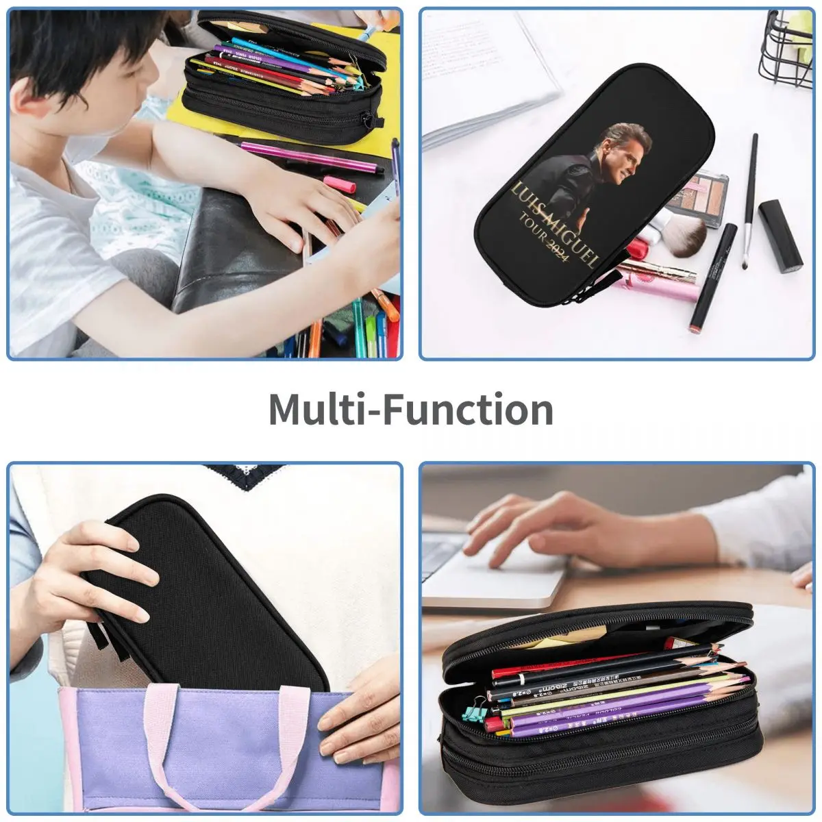 Large Capacity Pen Box Luis Miguel Tour 2024 School Accessories Double Layer Pencilcase Girl Make Up Bag Perfect Gifts