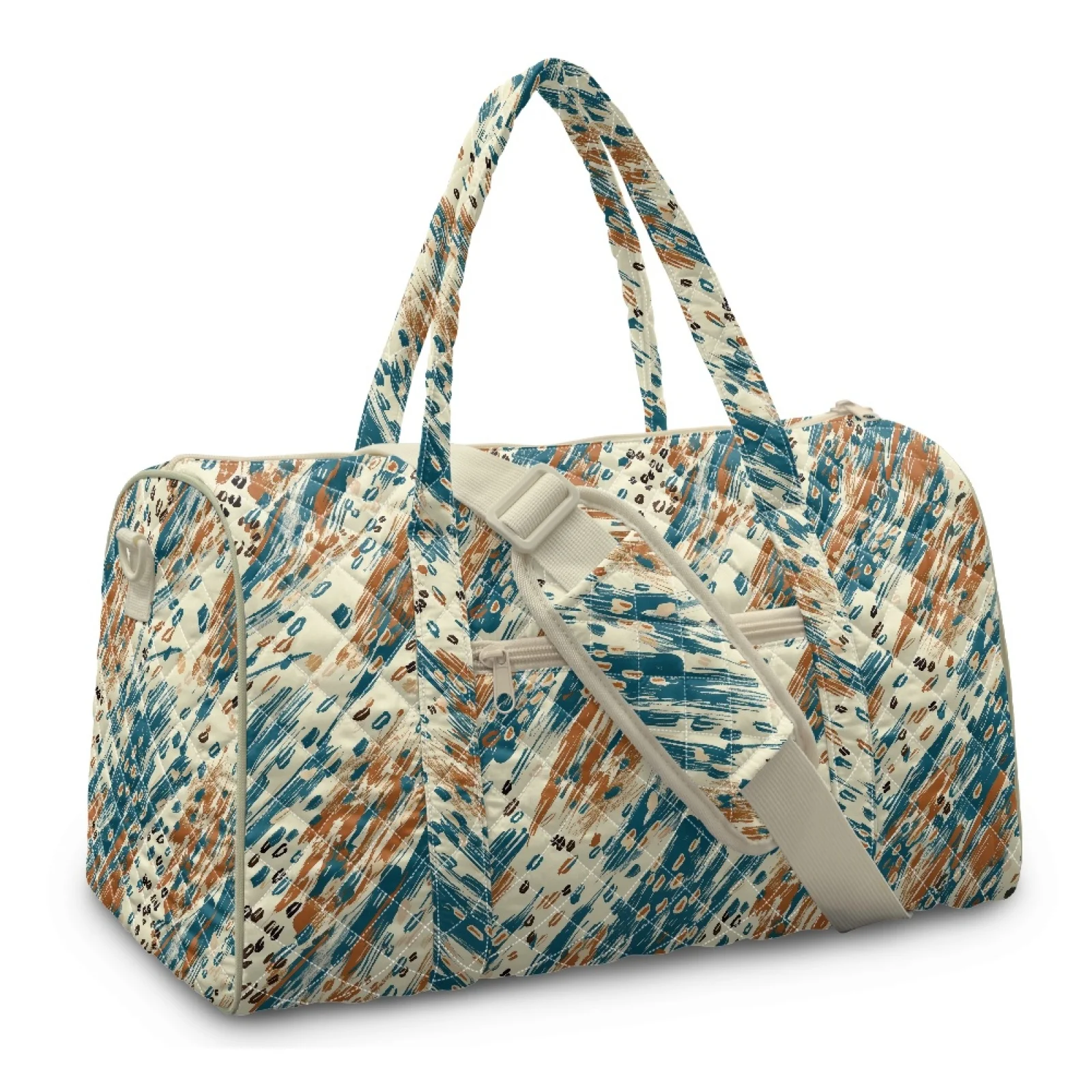 Coloranimal Brown Brush New Trend Lightweight Quilted Duffle Bag for Women Polyester Weekender Bag