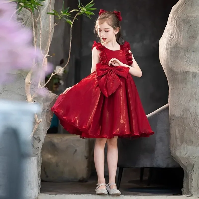 BP M Birthday Red Dress for Junior Girl Infant Bowknot Party Dresses Children Elegant Evening Ball Gown Kids Gala INFANT Clothes