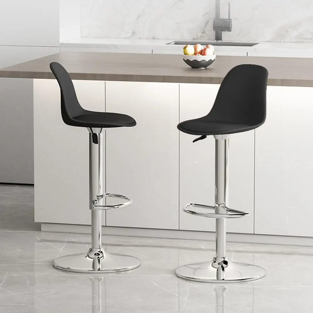 Bar Stools Set of 2, Faux Leather Counter Height Barstools with Back & Footrest, Height Adjustable Swivel Bar Chairs