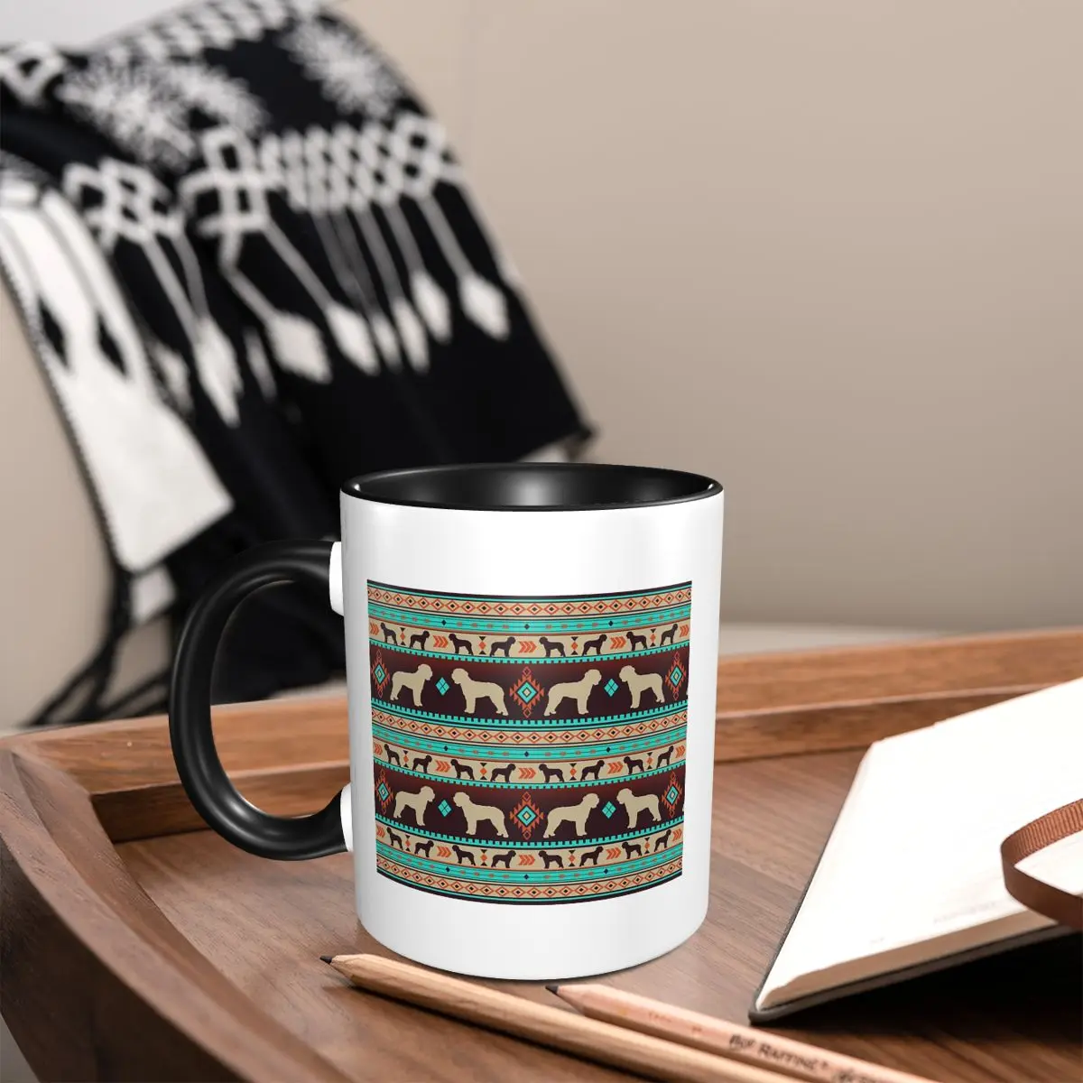 Boho Dogs Lagotto Romagnolo Sunset Mug Funny Ceramic Coffee Cups Tea Mugs Milk Cup Drinkware Gifts for Woman Man