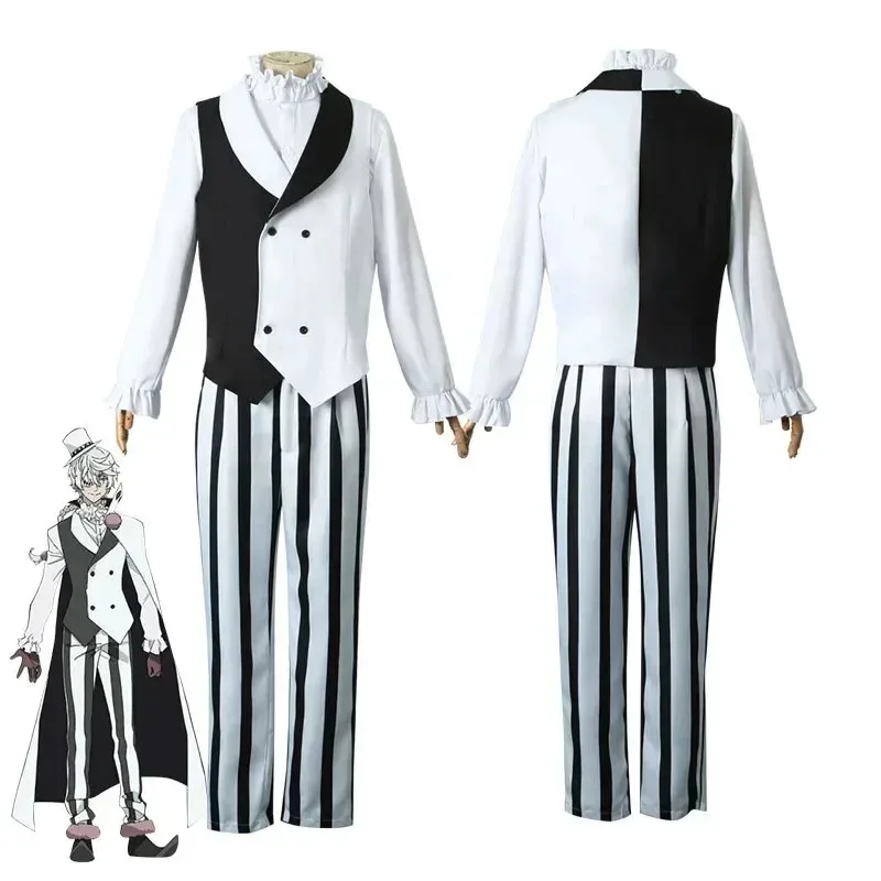 Nikolai gogol cosplay anime traje bungou bsd temporada 4 nikolai cosplay capa uniforme terno peruca dia das bruxas
