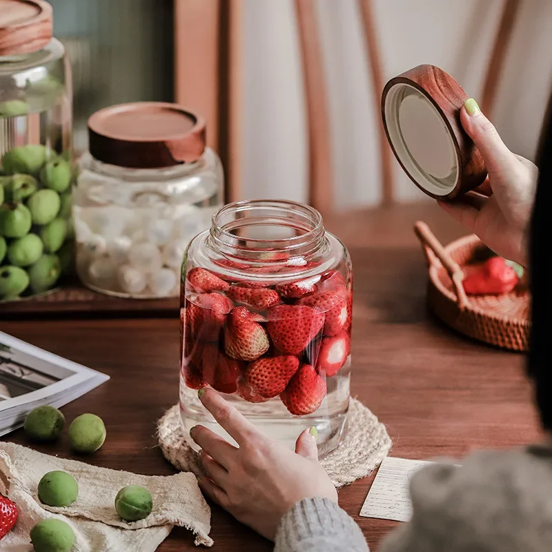 Quality Threaded Glass Jars with Seal Extra-Large Capacity Leak-Proof Perfect for Wine Infusion Jam Hoarding and Grains Stocking