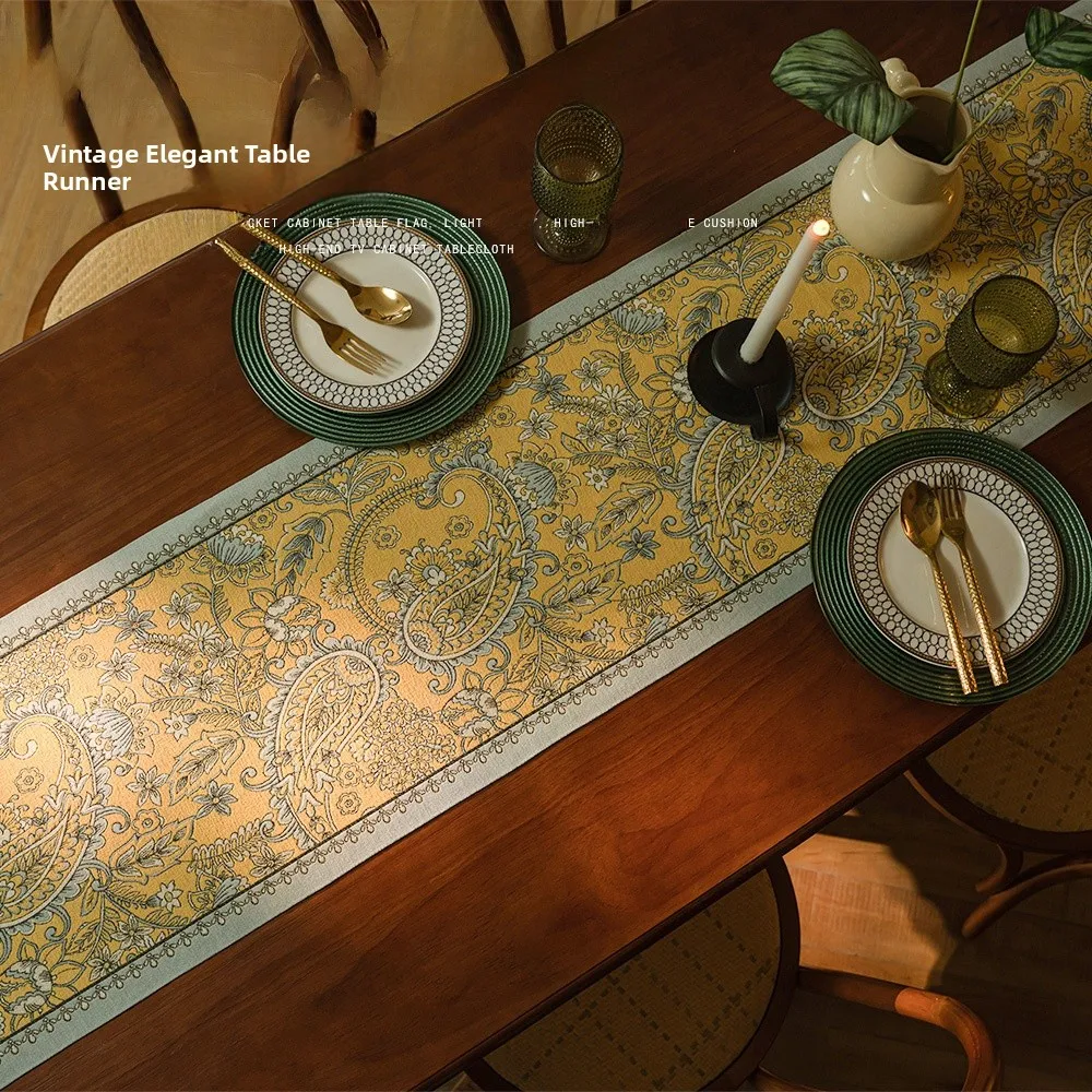 

2024 New Luxury American Style Tablecloth Flag Long Strip Fabric Art Decoration Retro High End Dining Table Cloth Tea Table T...