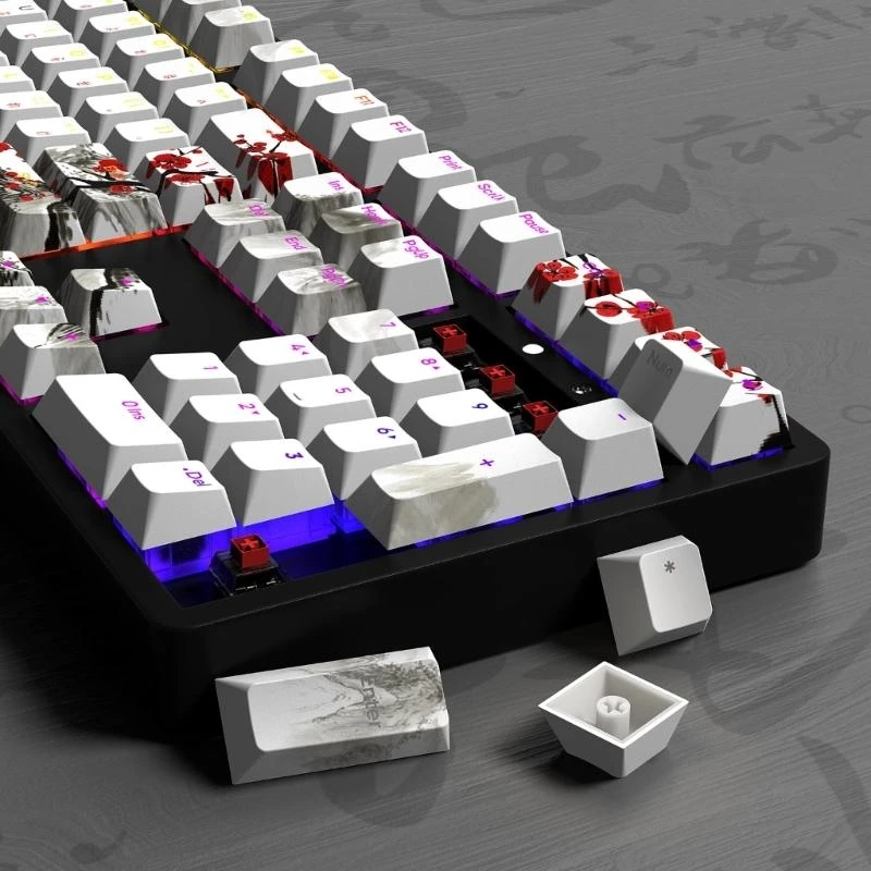 587B Keycaps 108-key Thick Pbt DyeSublimation Russian Keycap For Mechanical Keyboard