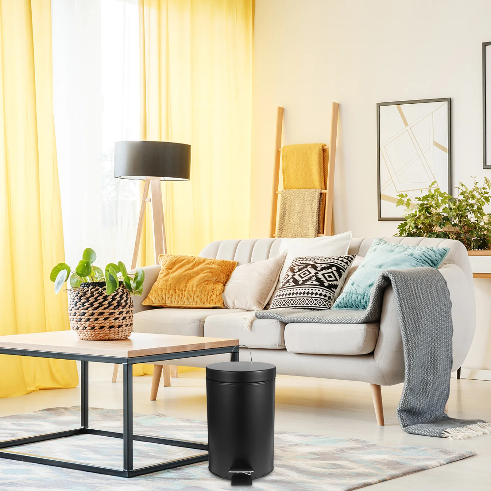 

Foot Pedal Trash Can Metal Build Reusable Sanitary Waste Bin for Kitchen Home Office Bedroom Dust Disposal Kitchen Garbage Can