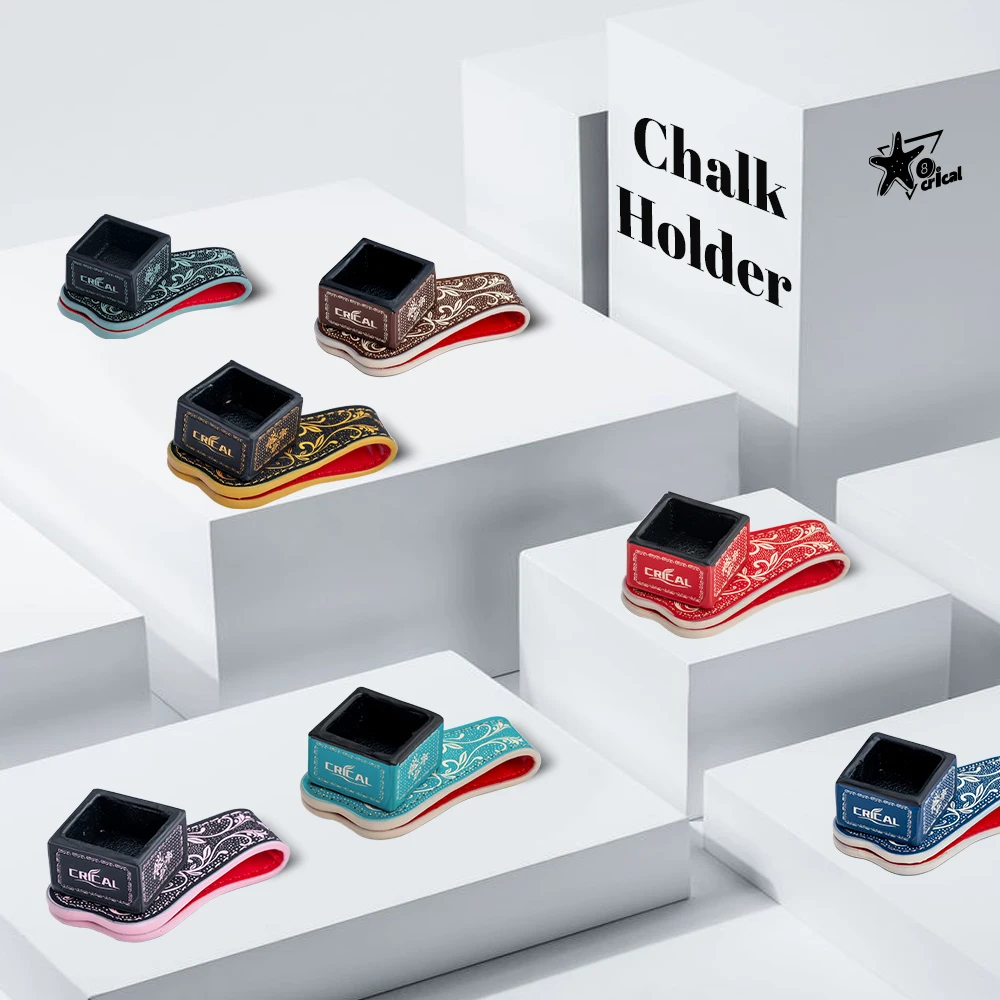 

Crical Billiard Chalk Holder for Pool Cue Snooker chalk holder with Square Leather Engraved Magnetic