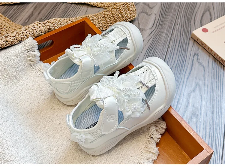 Mädchen Sport-Sandalen mit süßen Perlen und Schleifen, Prinzessinnen-Sandalen mit Zehenkappe, Sommer 2026 Neu, Kinder Freizeitschuhe, rutschfest – Detail 11
