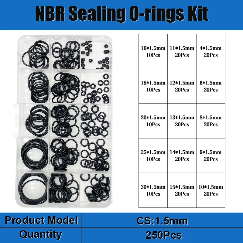 Gummi O Ring Dichtung Unterlegscheibe Sanitär Dichtung Ölbeständig Oring Automobil Sanitär Wasserhahn Wasser Reparatur Schwarz NBR Dichtung O-Ring – Detail 20